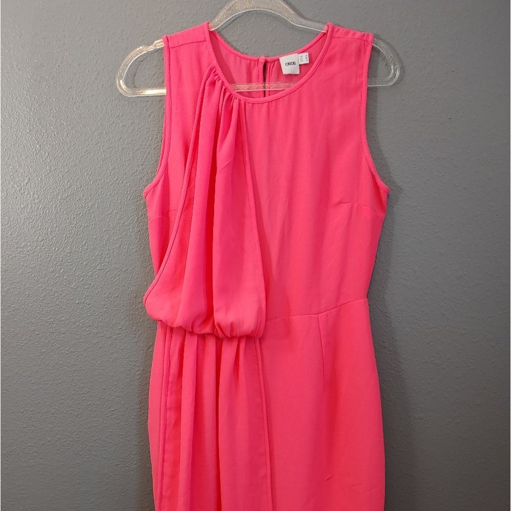 Asos Women's 8 Grecian Flowy Hot Pink Barbie Dress